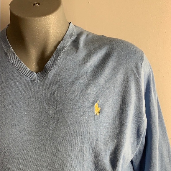 Light Blue Polo Ralph Lauren V Neck Sweater - Picture 8 of 8